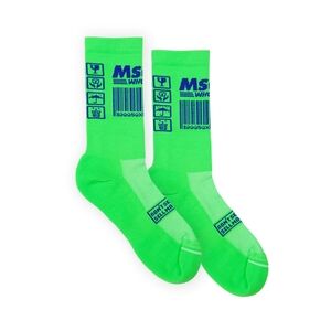 Mschf Neon Green Socks with Blue Graphic